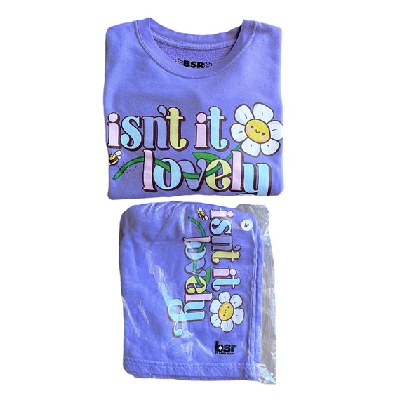 NWOT BSR By Samii Ryan Isn’t It Lovely Crew Neck Sweatshirt/Short Set Medium - Picture 7 of 13